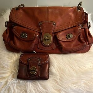 Coach Leigh Legacy Whiskey Leather Bag with Matching Wallet. Style 11128.